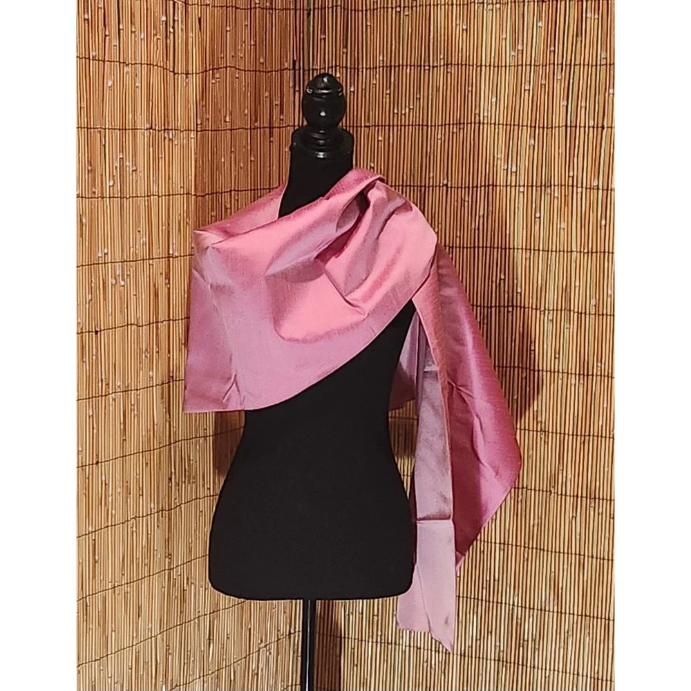 Pink SILK Wrap Shawl Wedding Party Dance Formal Long Marilyn Monroe Cape Barbie